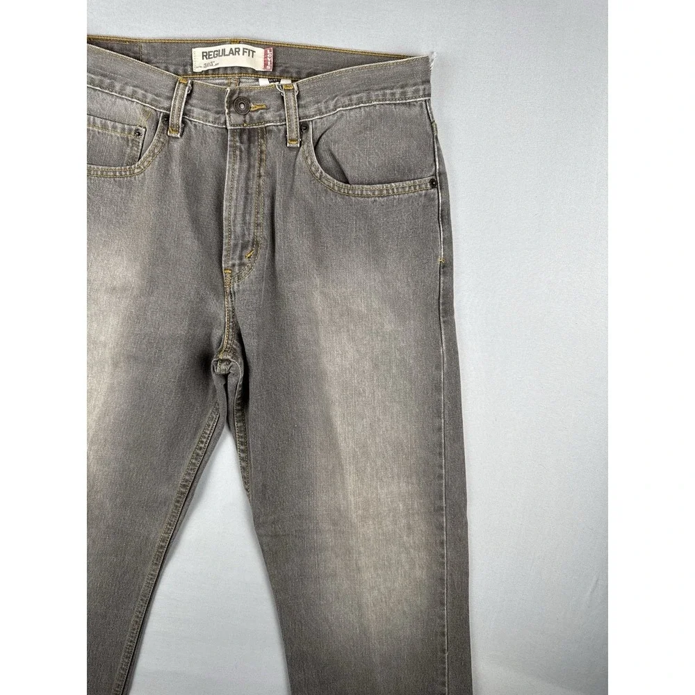 Levi's 505 Regular Fit Jeans Gray Wash Straight Leg Denim 33x30